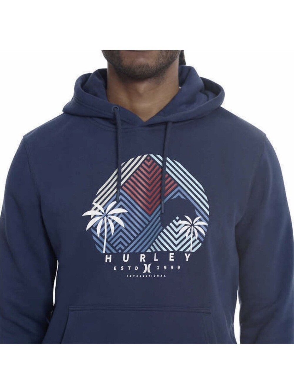 Hurley Men’s Graphic Hoodie Regular Fit Ultra Soft Blue Large Dark Blue
